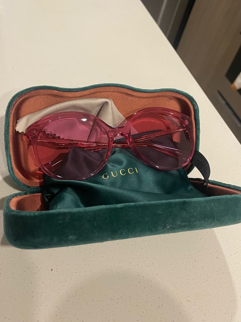 Gucci Transparent Pink Oversized Women's Sunglasses